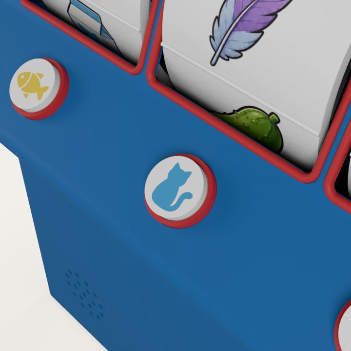 The cat button, close up