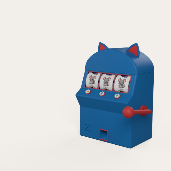 The Cat Slot from the front right, its reels on three mice